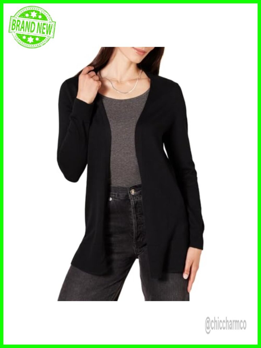 Lightweight Open-Front Long Cardigan Sweater Regular Fit